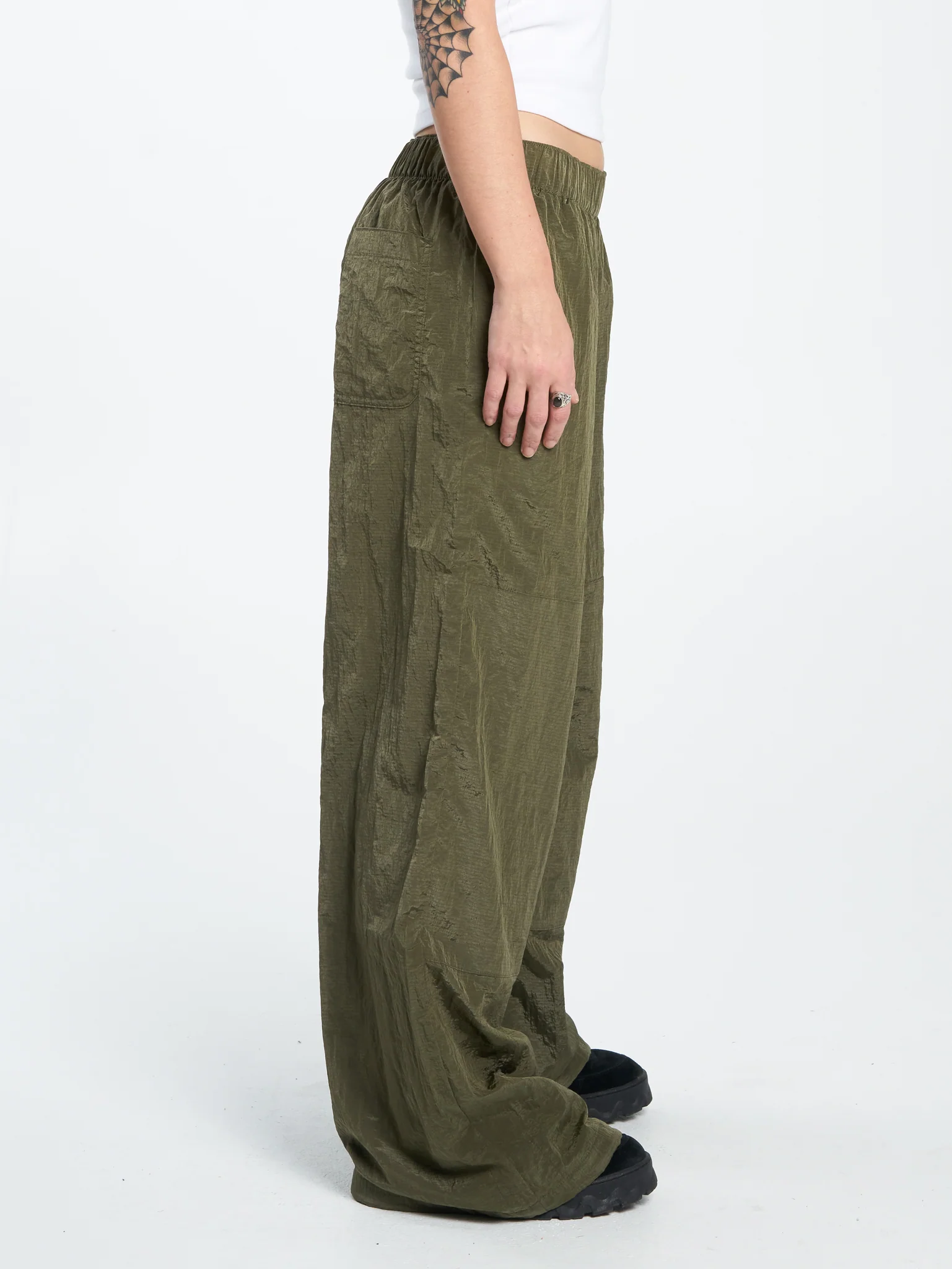 Stained Crushed Double Knee Pant - Stone Grey - Image 4
