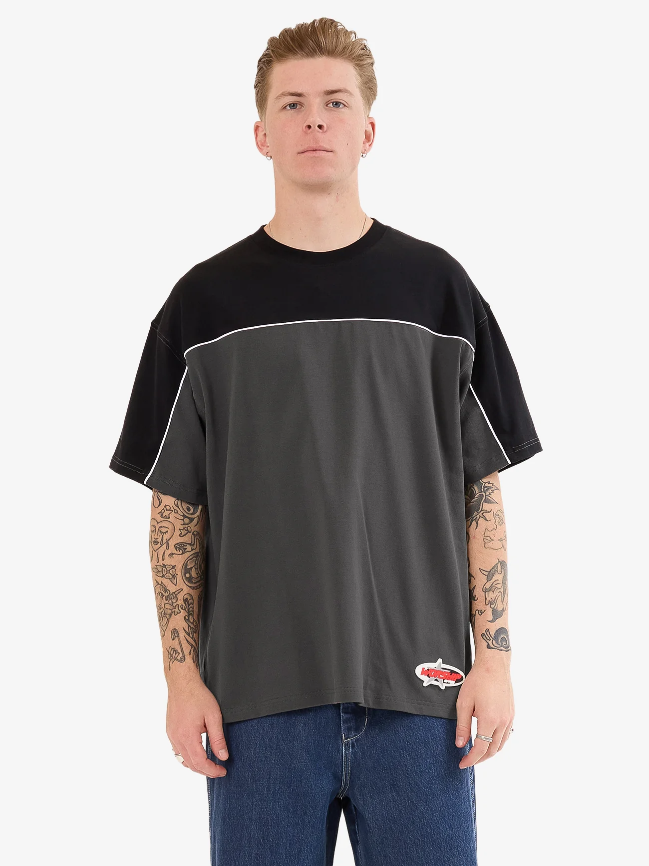 Striker Paneled Oversize Tee - Black