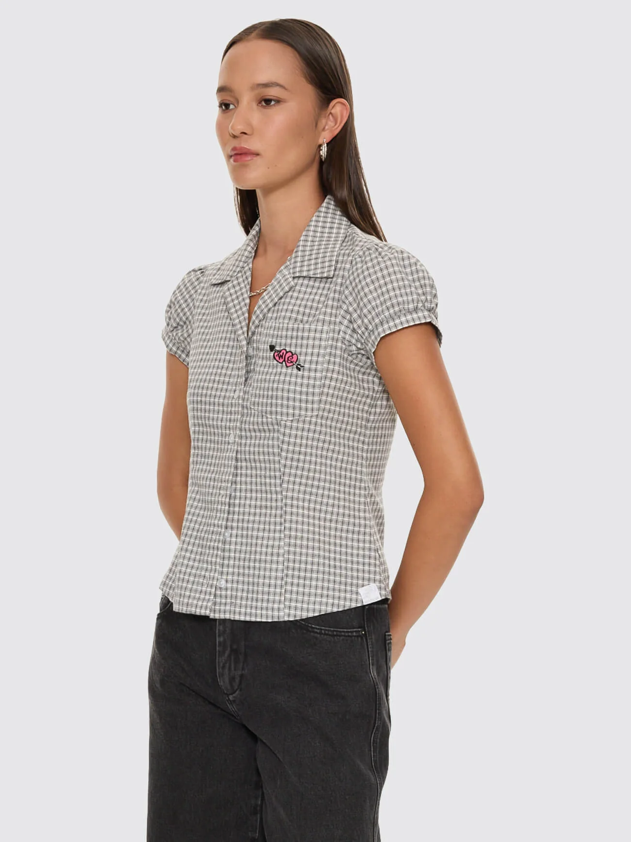 Tainted Love Baby Check Shirt - Steel Grey - Image 3