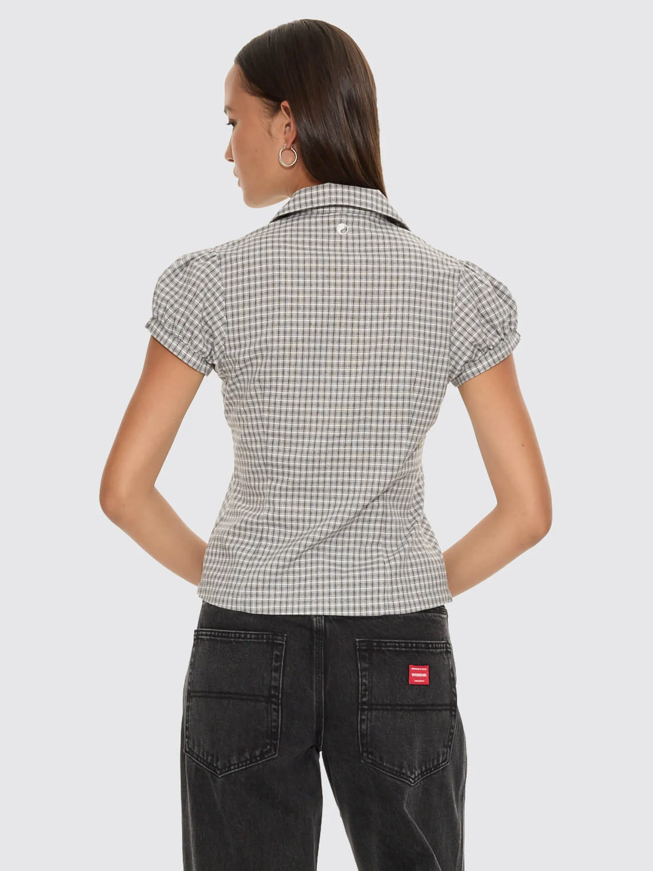 Tainted Love Baby Check Shirt - Steel Grey - Image 4