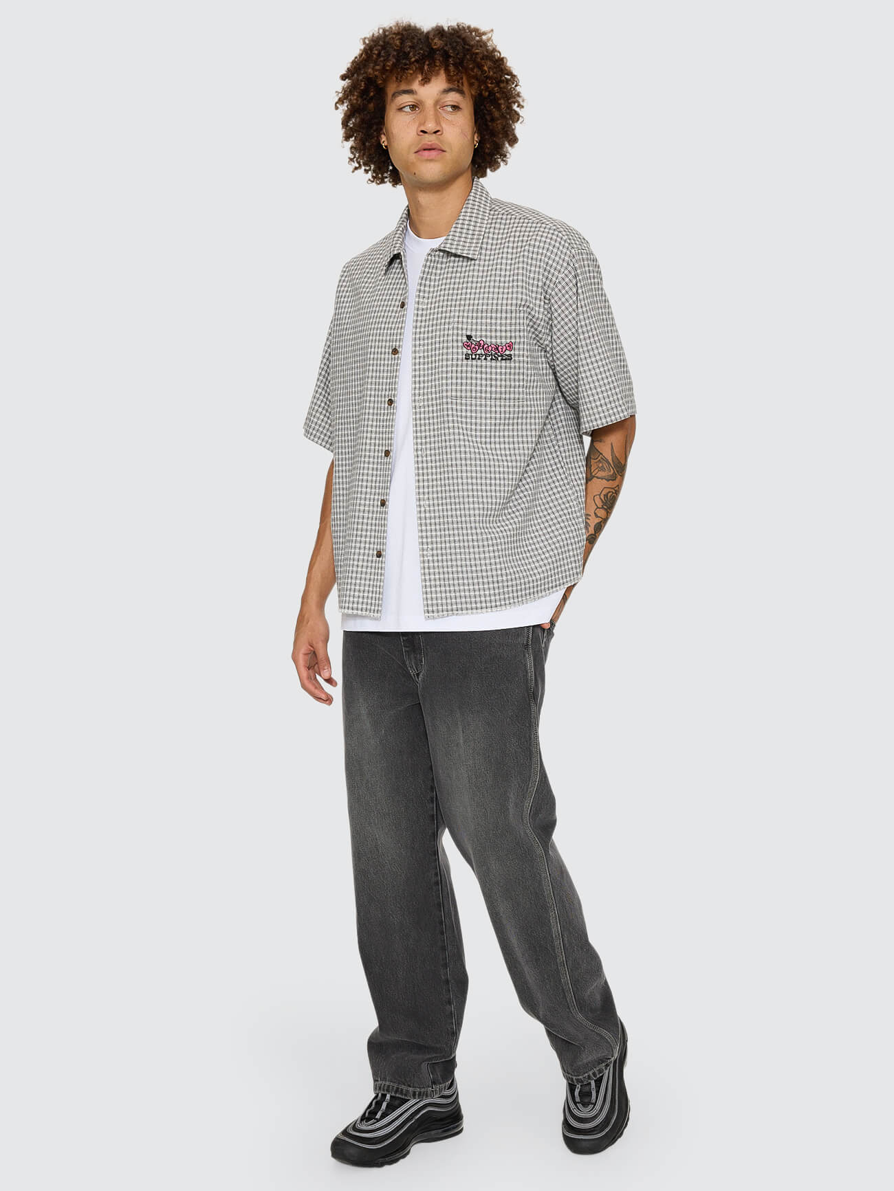 Tainted Love Box Crop Short Sleeve Shirt - Steel Grey - Image 6