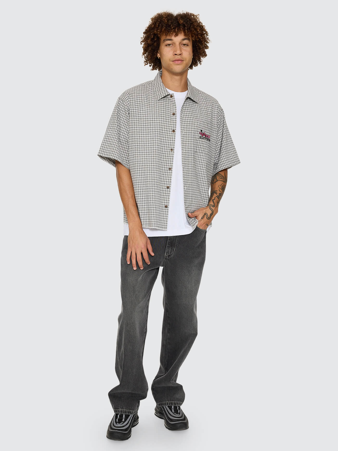 Tainted Love Box Crop Short Sleeve Shirt - Steel Grey - Image 7