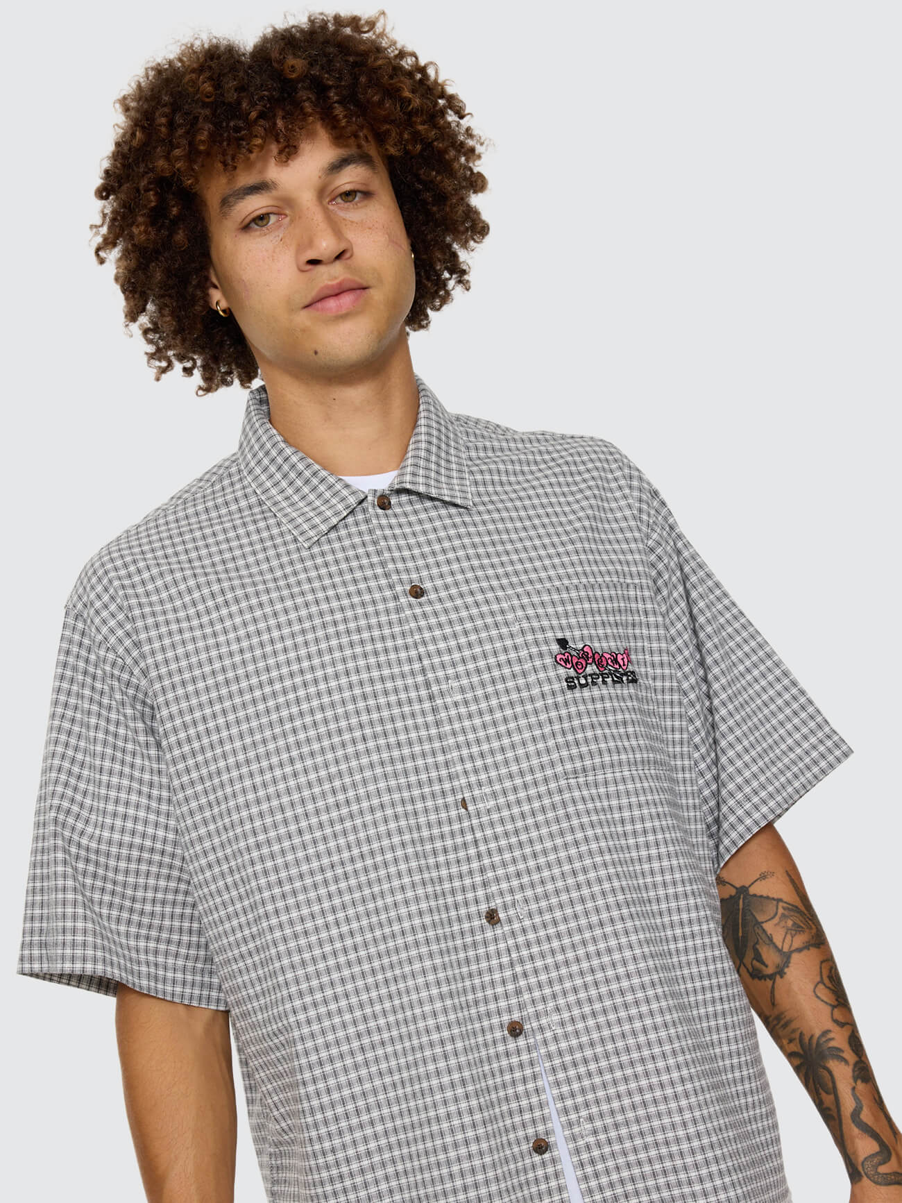 Tainted Love Box Crop Short Sleeve Shirt - Steel Grey - Image 8