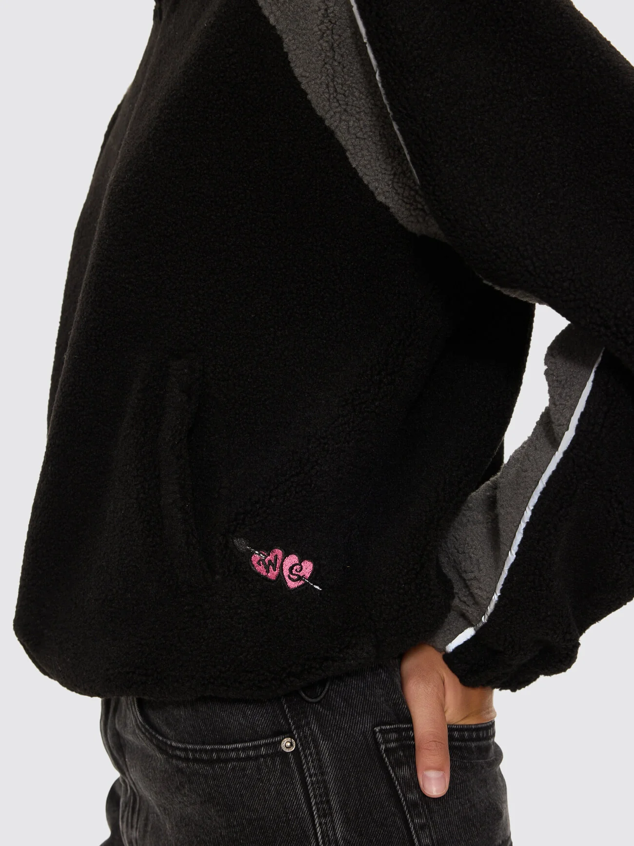 Tainted Quarter Zip Sherpa Fleece - Black - Image 4