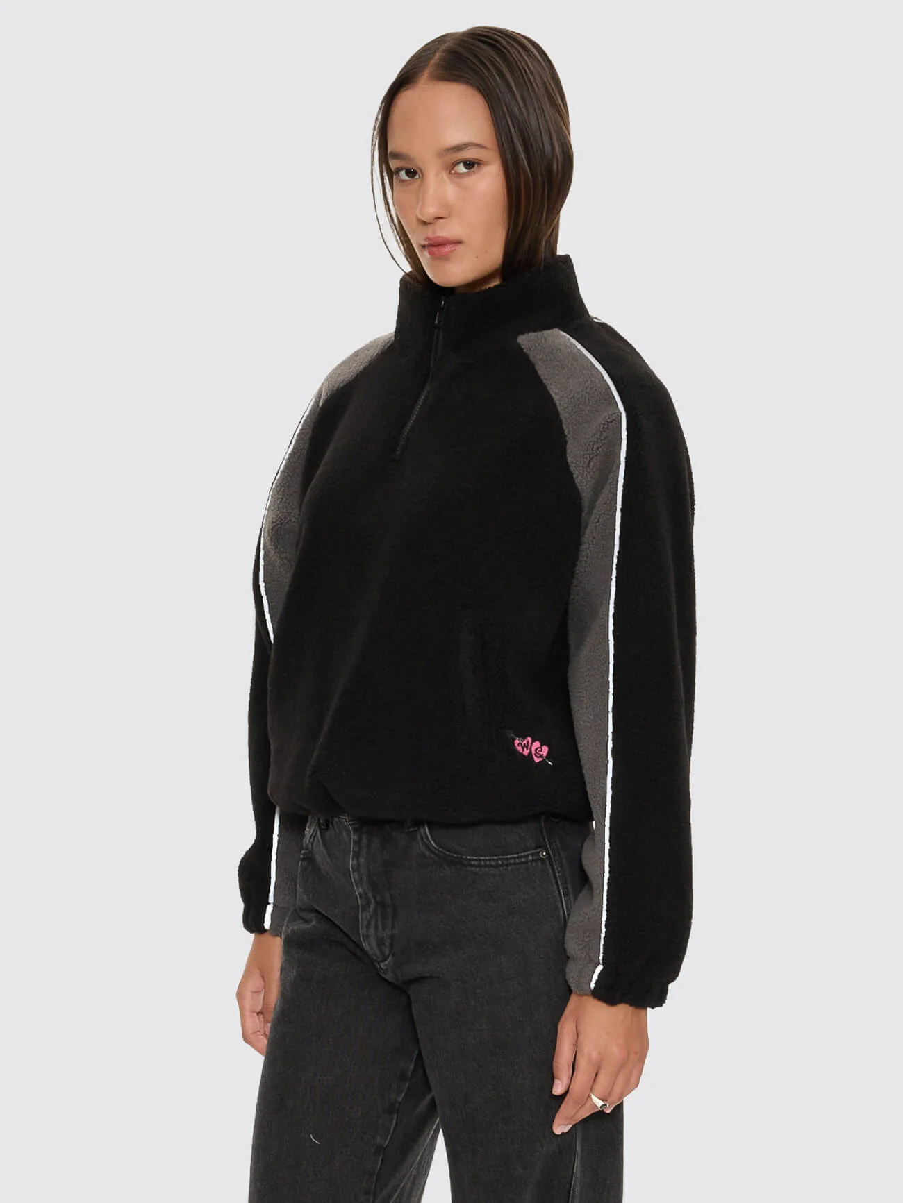 Tainted Quarter Zip Sherpa Fleece - Black - Image 5