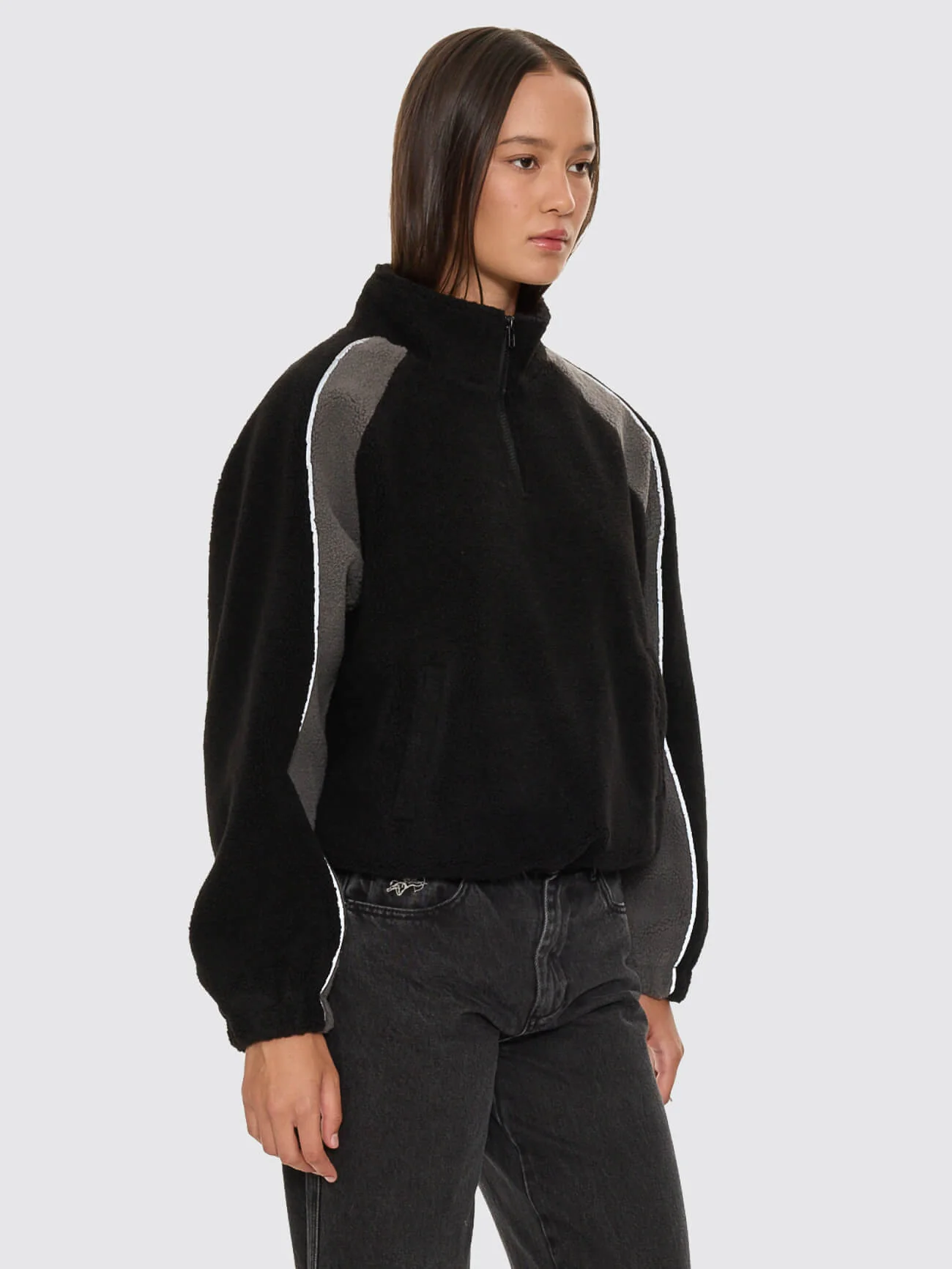 Tainted Quarter Zip Sherpa Fleece - Black - Image 7