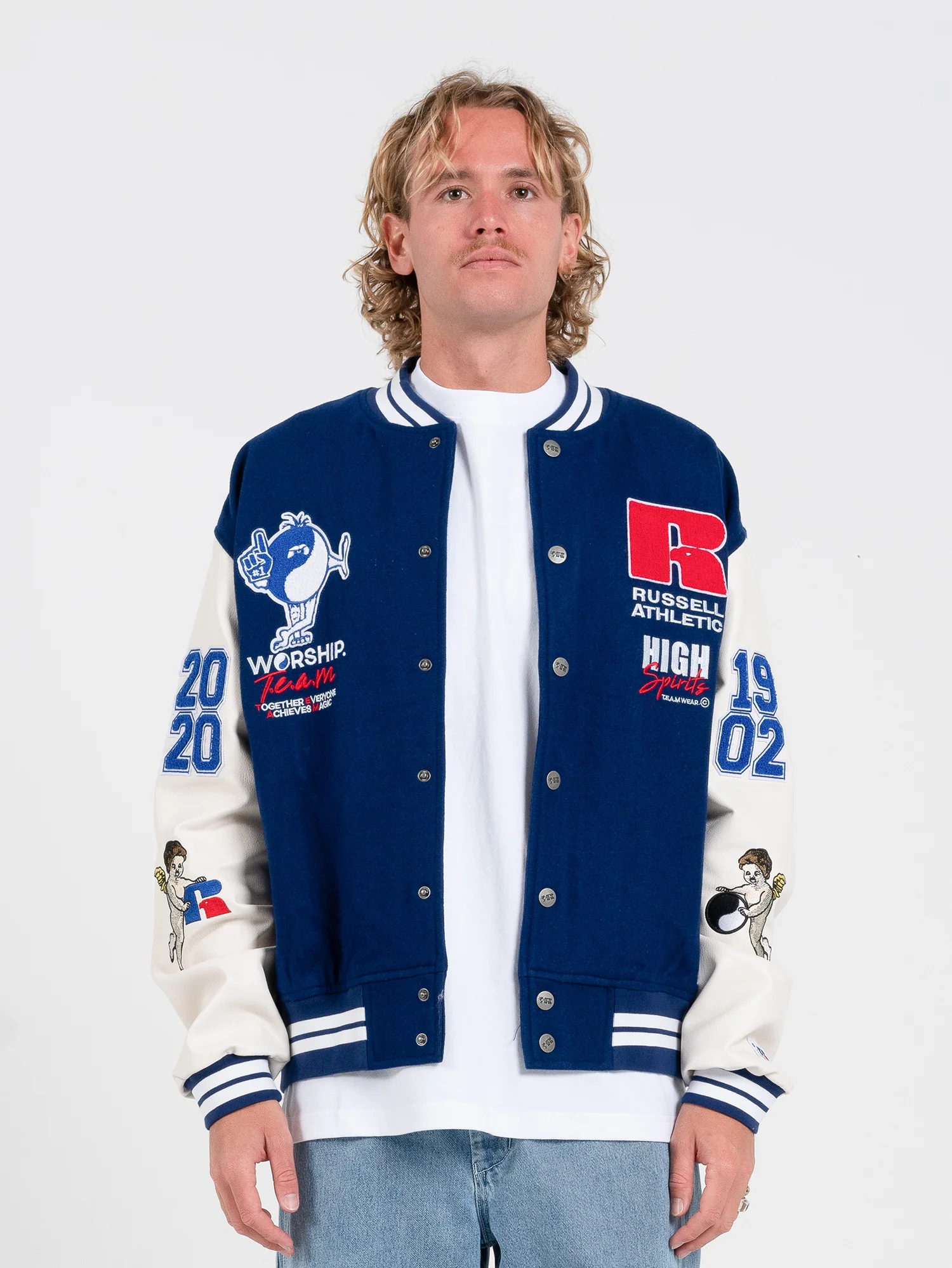 Team Spirit Letterman Jacket - Levitation Blue