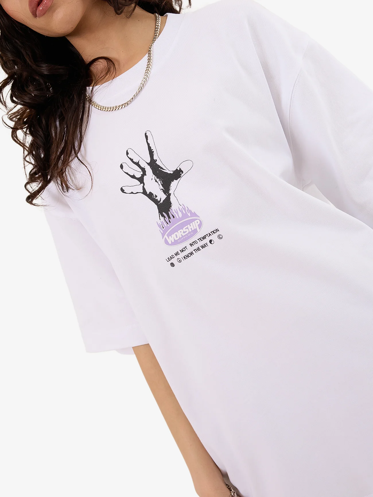 Temptation Oversize Fit Tee - White - Image 8