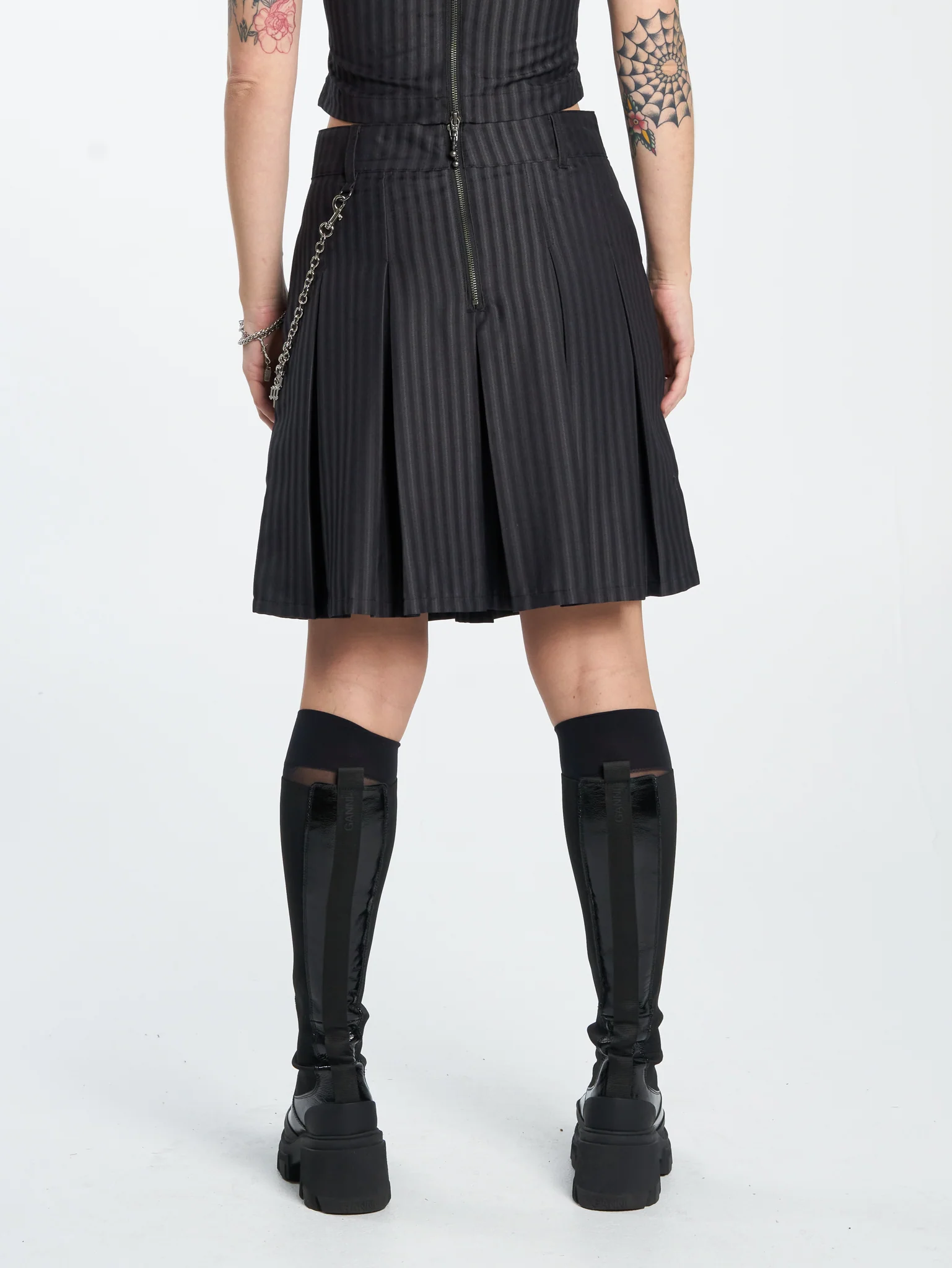 Tick Tock Pleat Skirt - Charcoal - Image 2