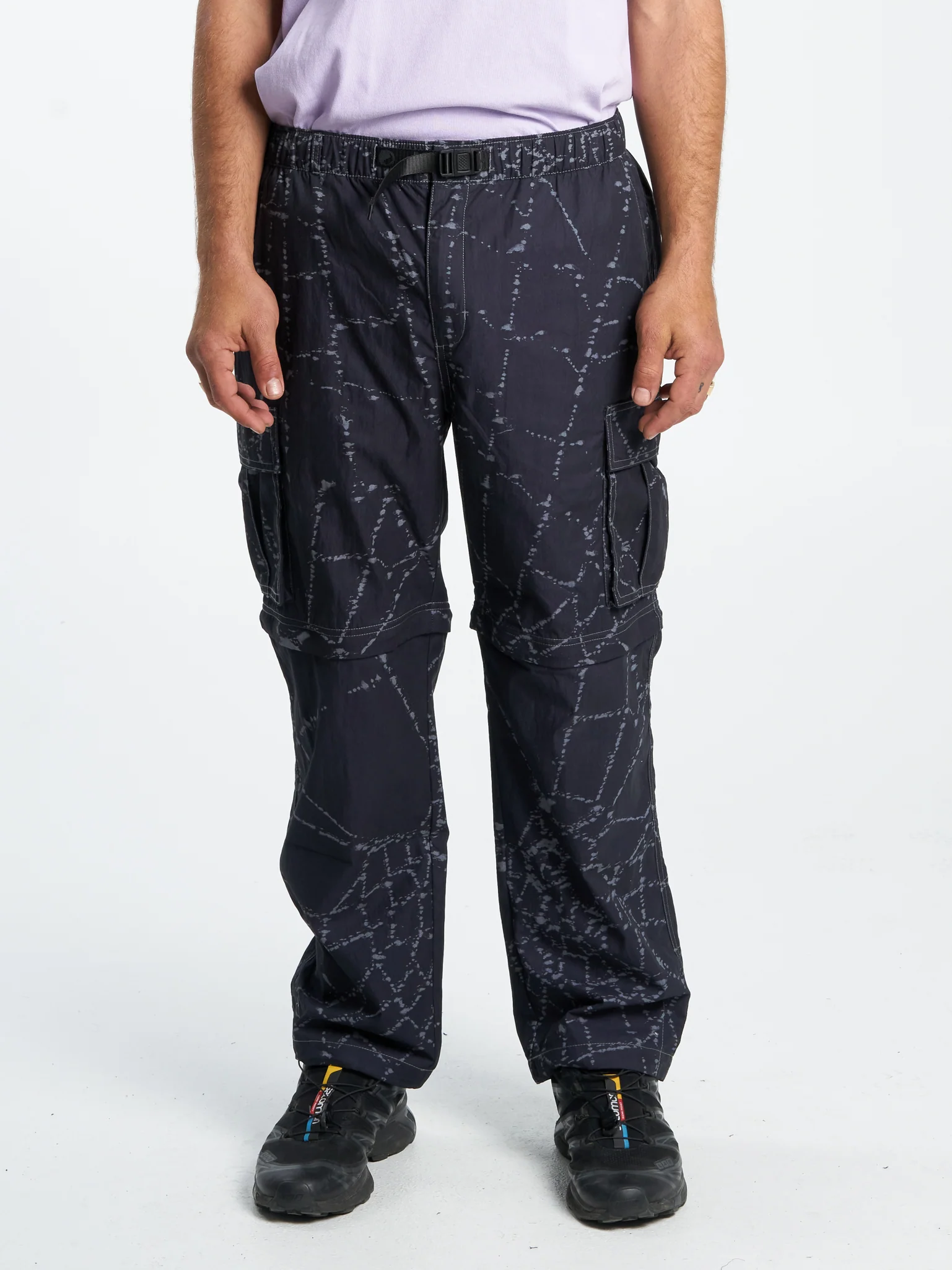 Time Flys  Zip Off Nylon Cargo Pant - Washed Black
