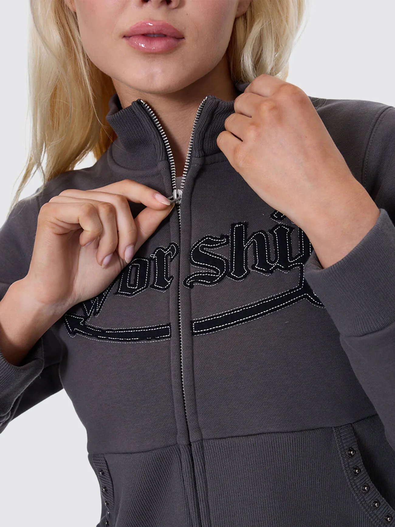 Treasured Y2K Zip Fleece Jacket - Worn Black - Image 6