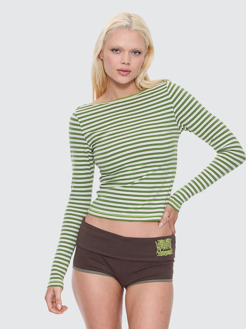 Trouble Stripe Long Sleeve Top - Lime Twist