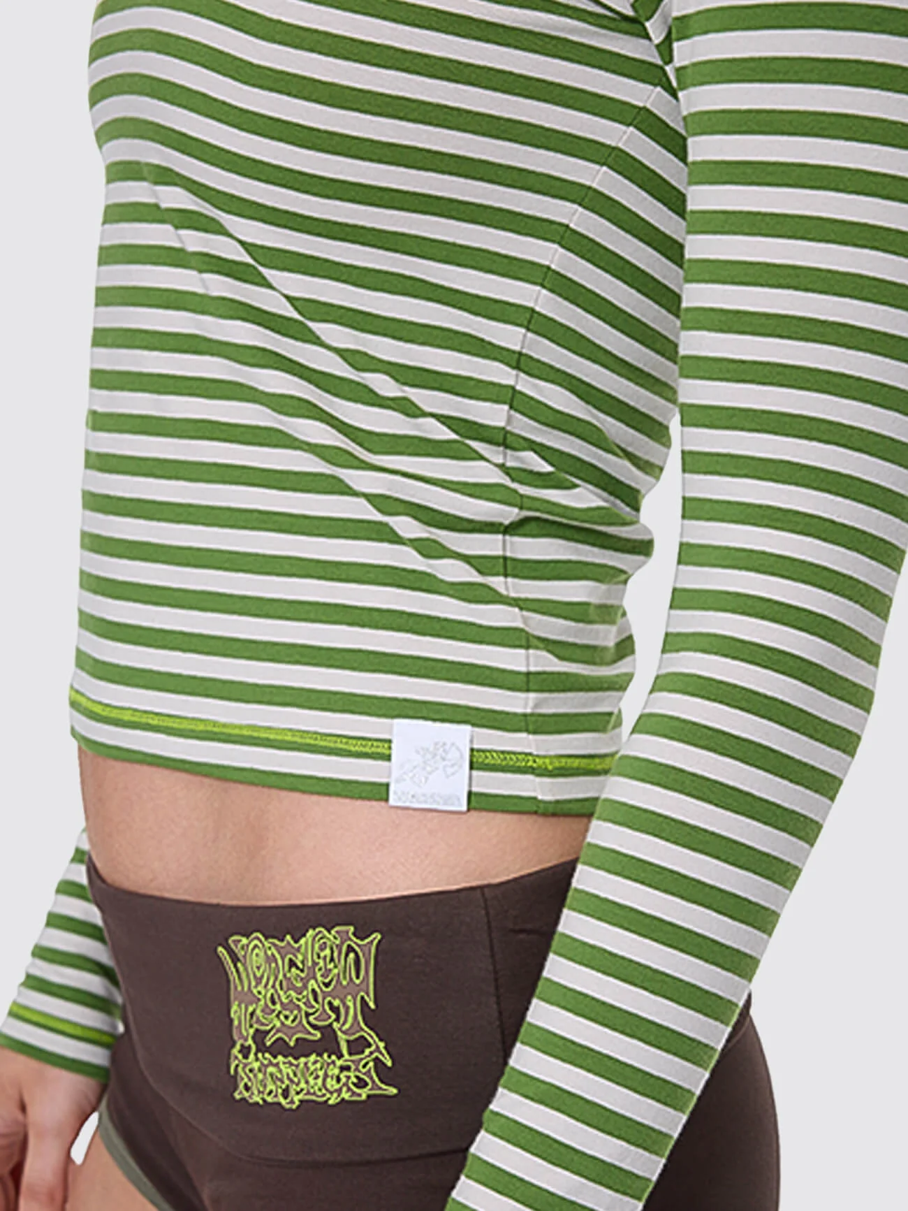 Trouble Stripe Long Sleeve Top - Lime Twist - Image 2