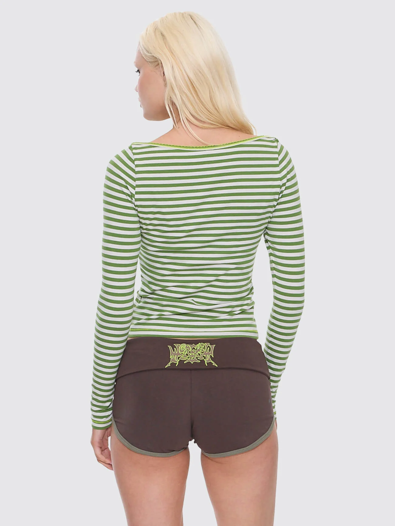 Trouble Stripe Long Sleeve Top - Lime Twist - Image 4