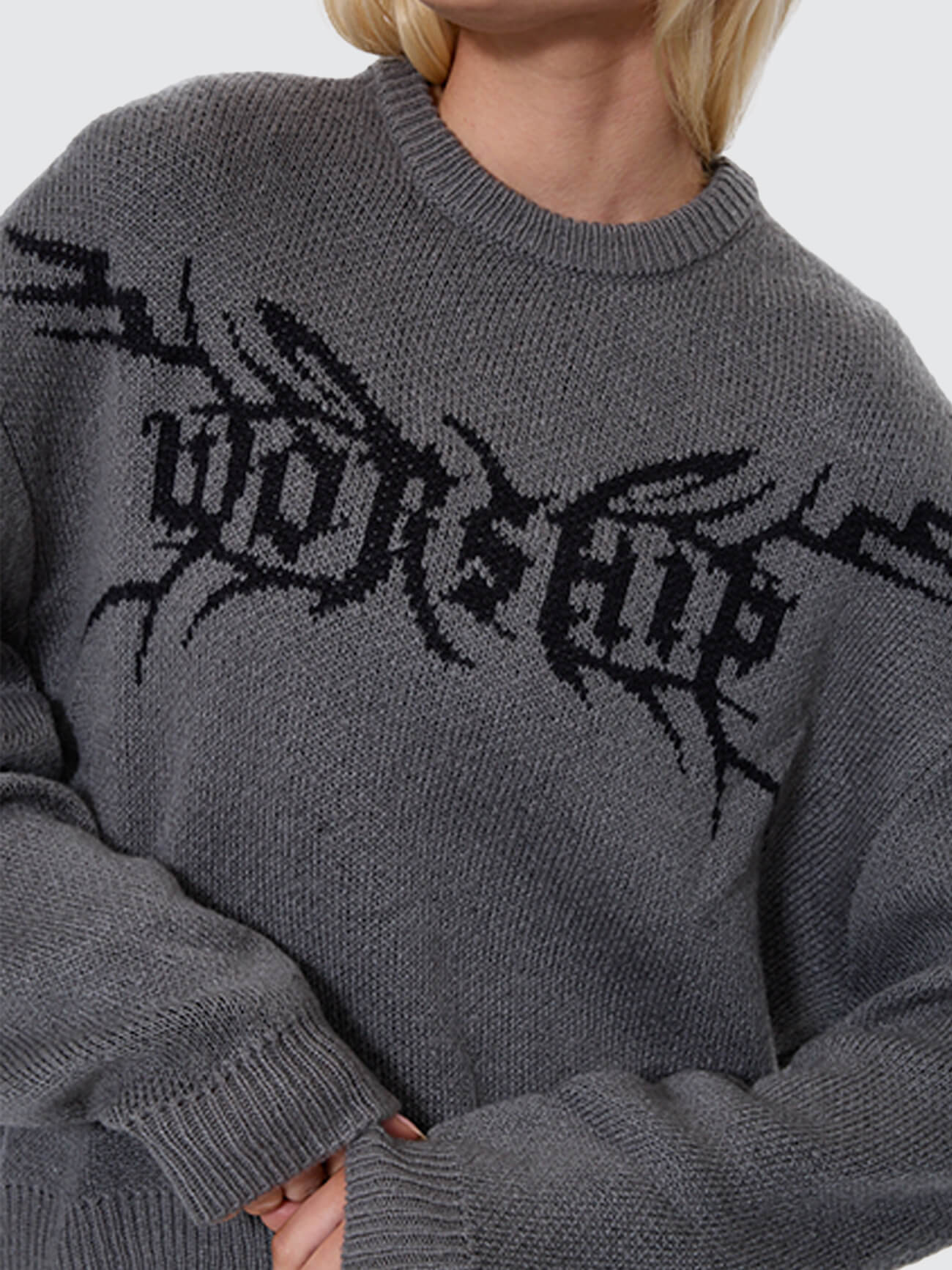 Trudge Box Fit Crew Knit Sweater - Dark Marle - Image 2