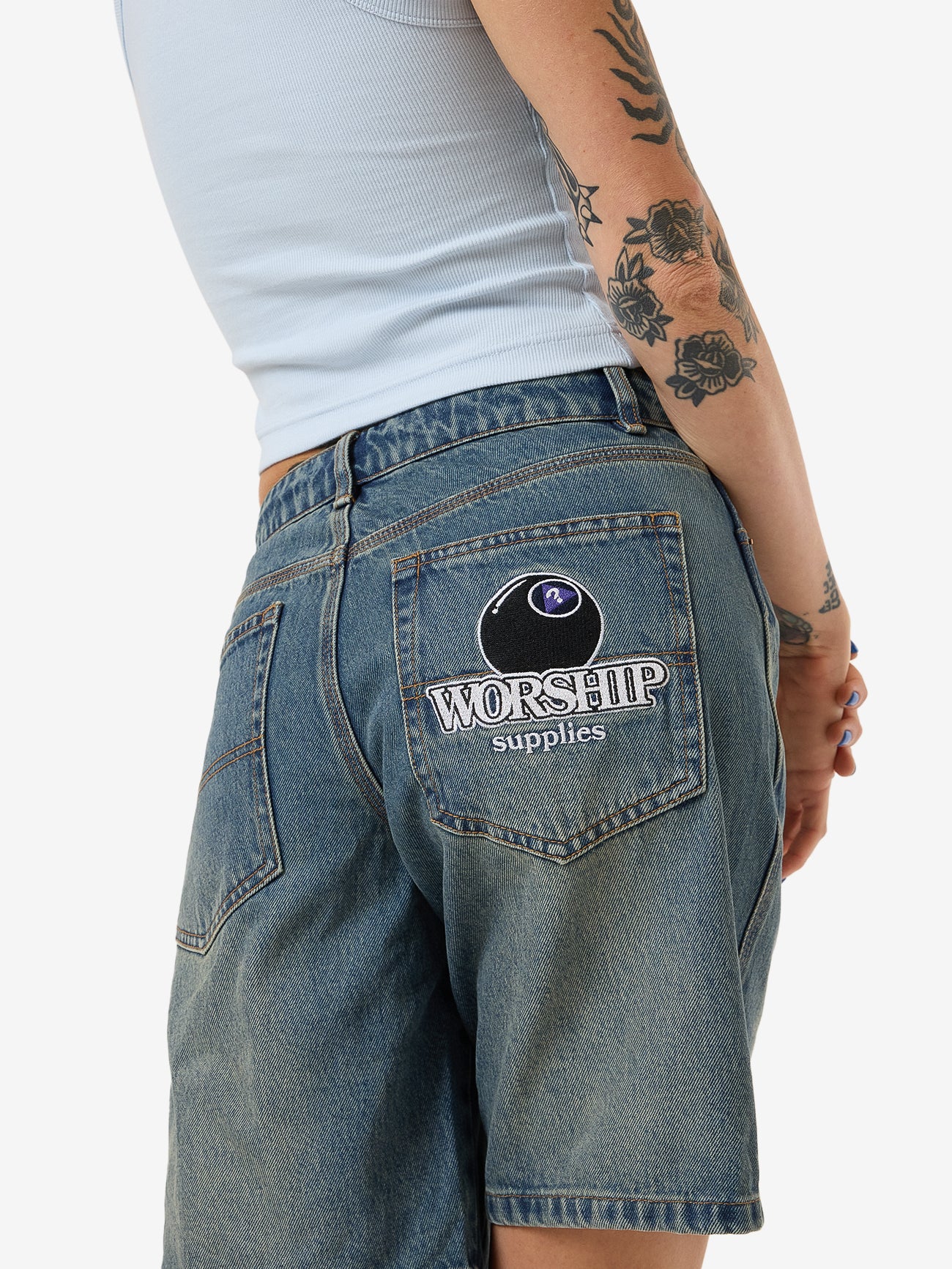 Try Again Sloucher Short - Dirty Mid Blue - Image 7