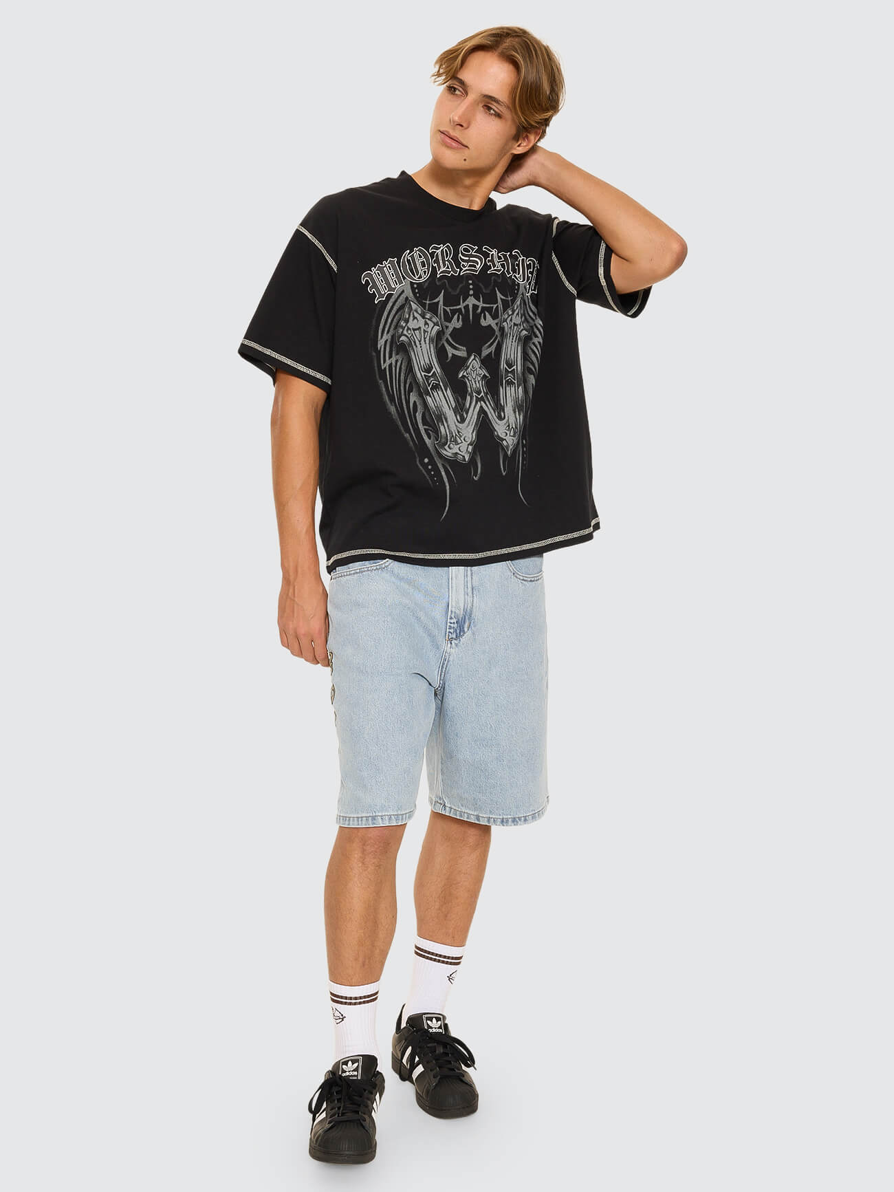 Turmoil Oversize Tee - Washed Black - Image 7