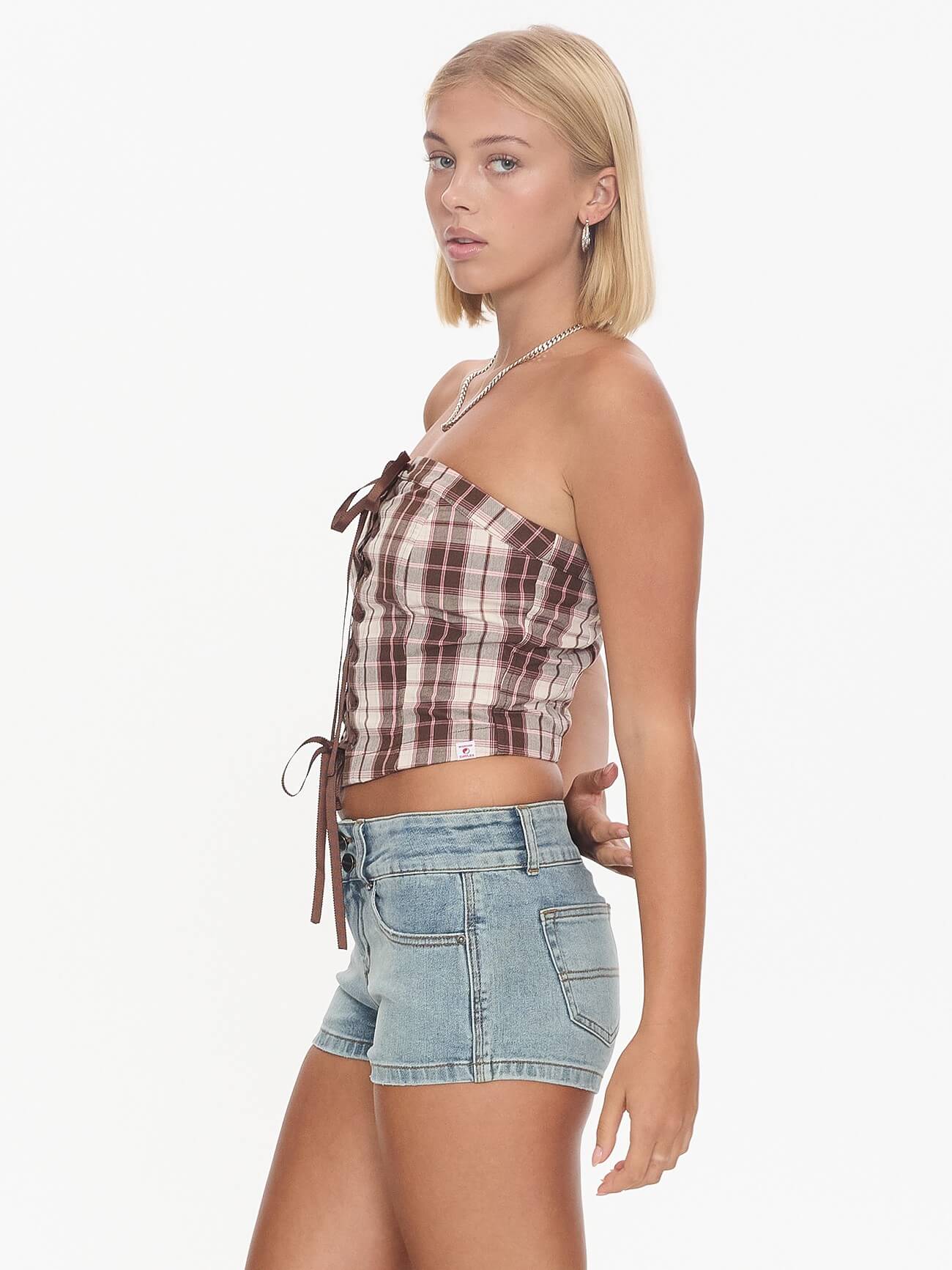 Unlocked Lace Up Tube Top - Chocolate - Image 7