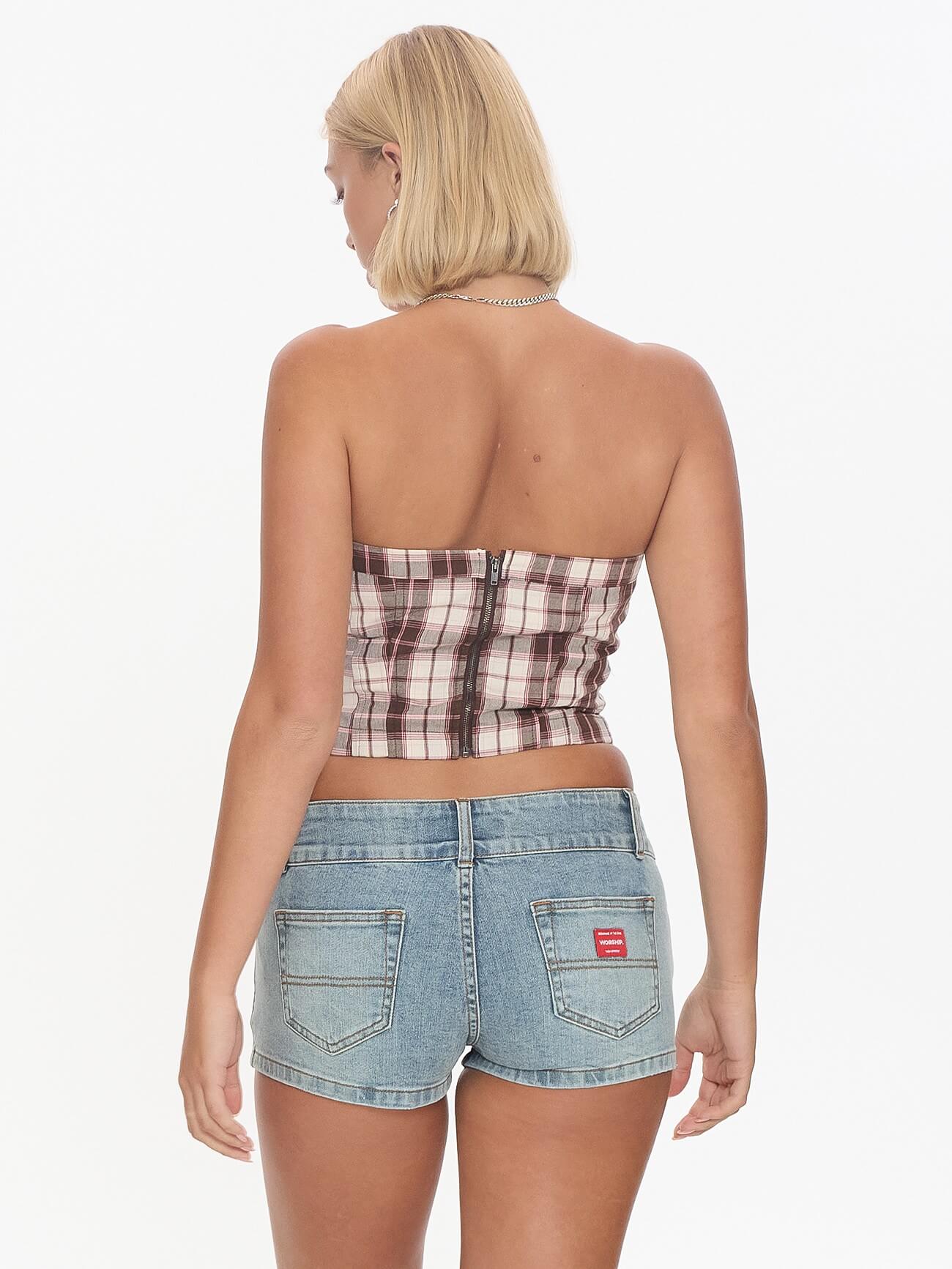 Unlocked Lace Up Tube Top - Chocolate - Image 8