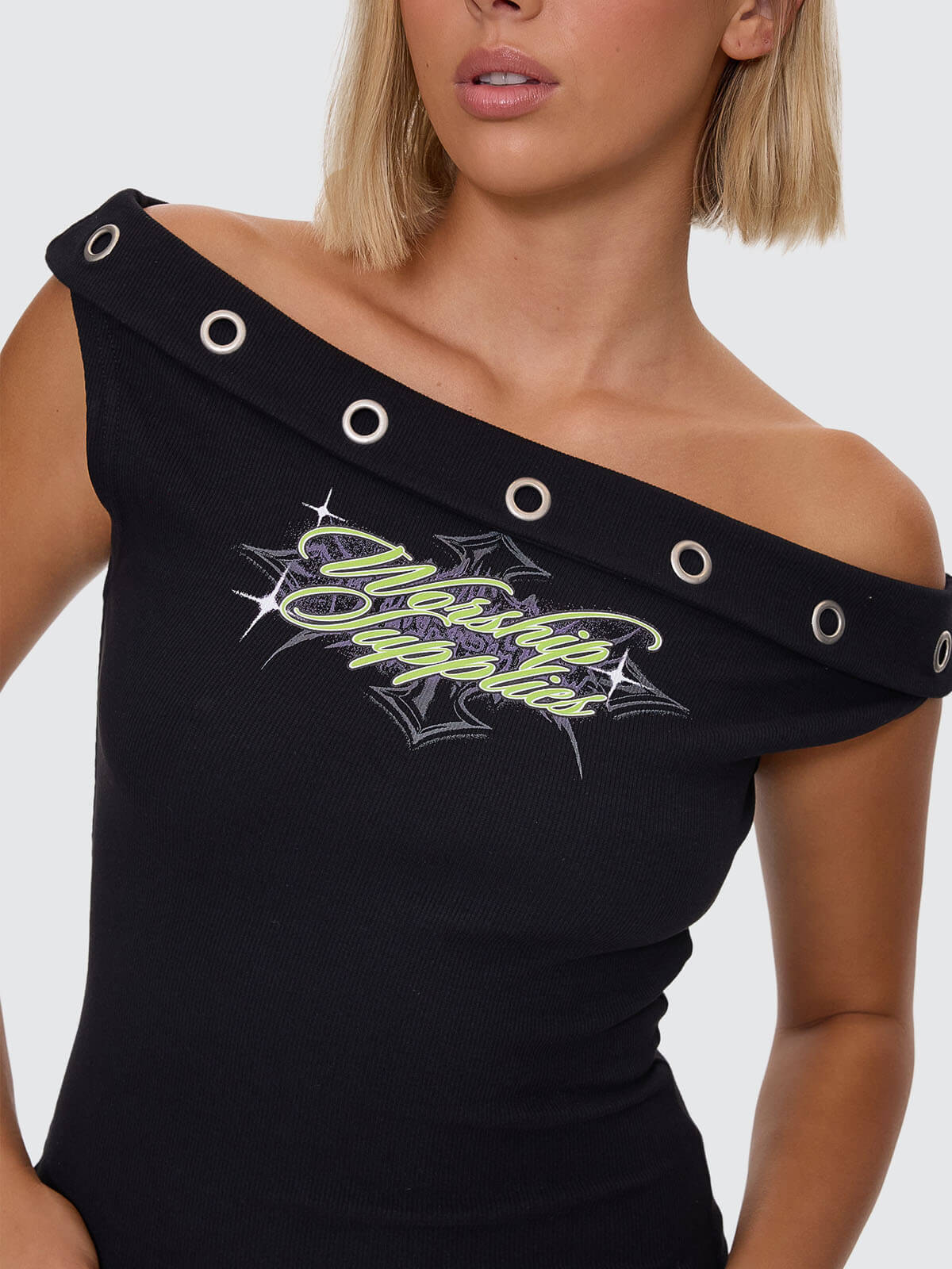 Ventura Cold Shoulder Top - Black - Image 2