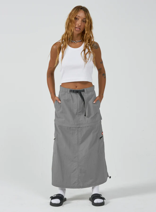 Worship Cargo Zip Off Skirt - Mid Grey - Image 4
