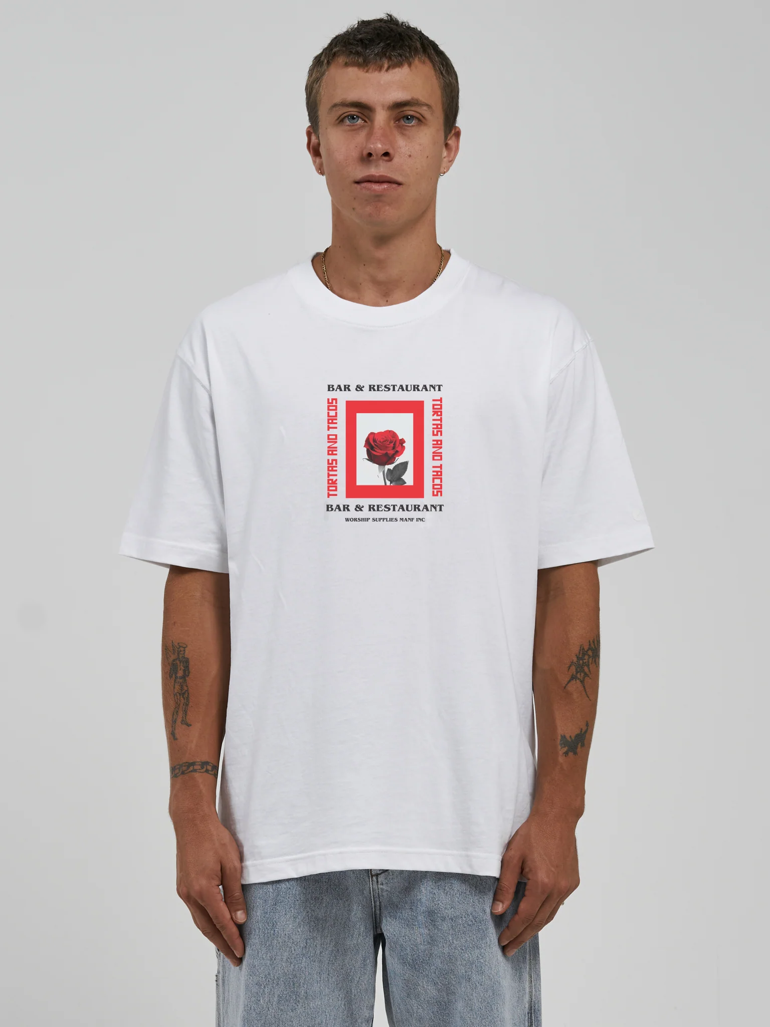 Worship Frankies Tortas And Tacos Tee – White